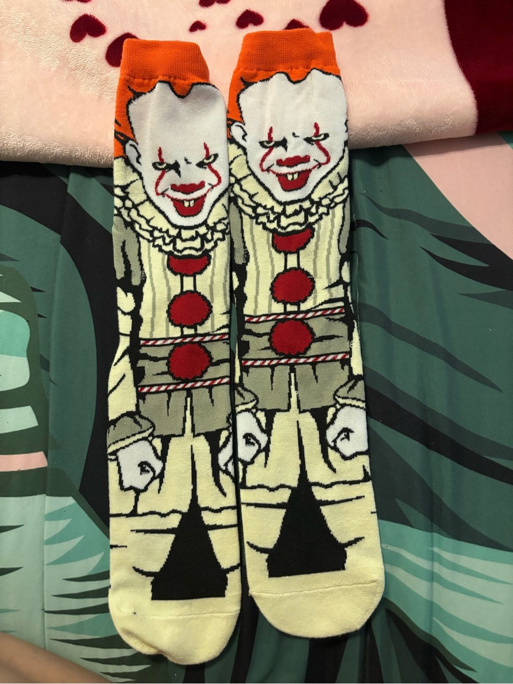Pennywise Clown Graphic Crew Socks - Orange, Red, Cream